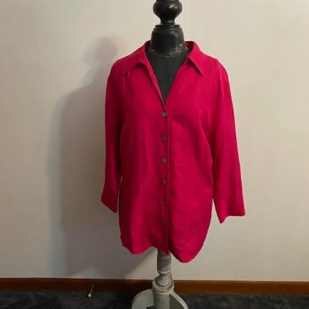 East 5th Pink button down with 3/4 cuffed sleeves, size 2X